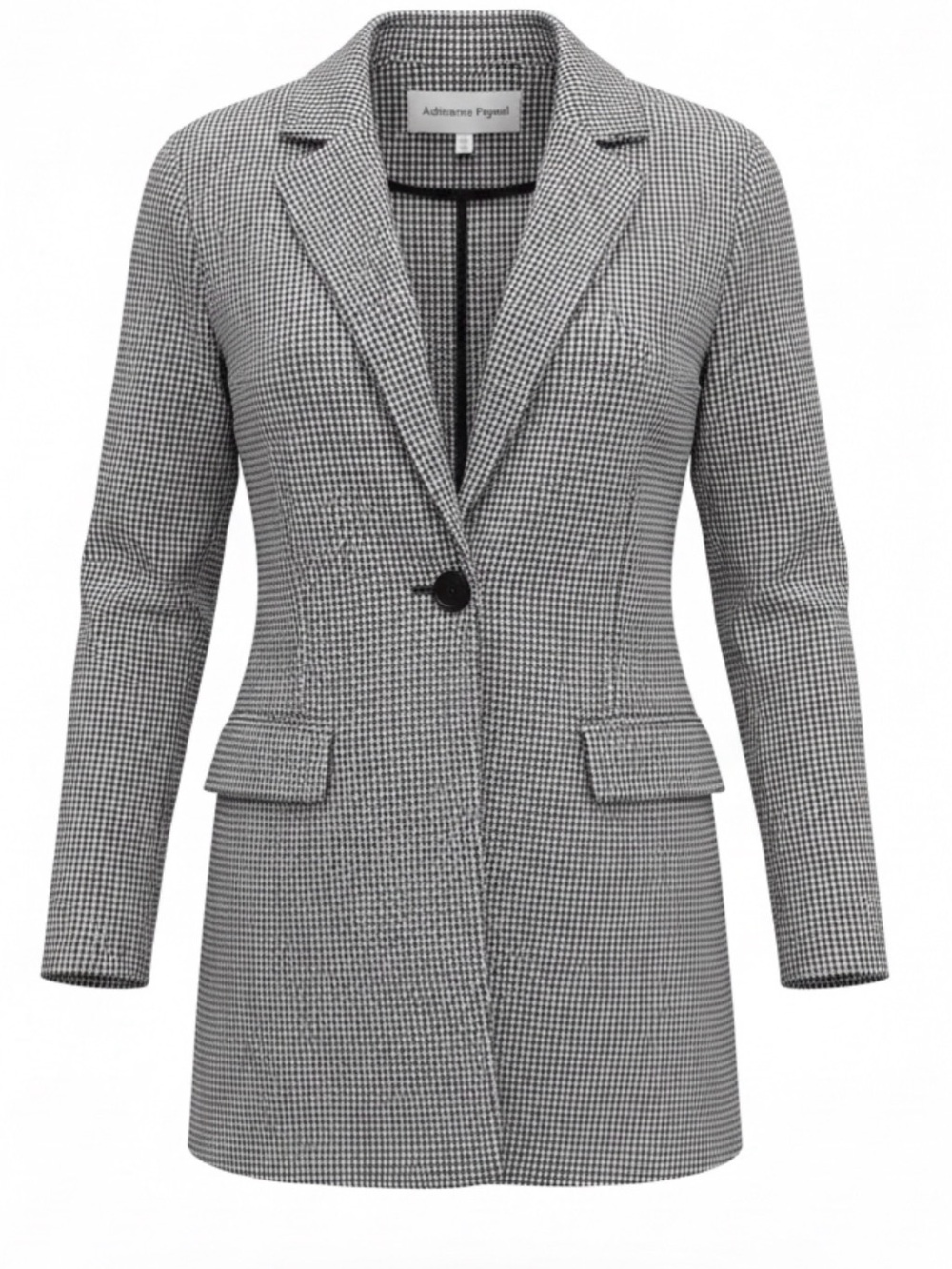 Adrianna Papell Black & White Long Mini Houndstooth Blazer